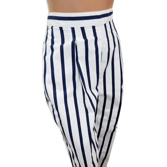 Y2K High Waisted GITANO Navy STRIPE pants S - Picture 4 of 6